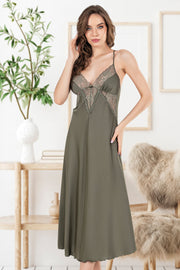 Woman Exclusive Satin Khaki Tunic