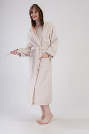 Woman Waffle More Hoodie Detail Bathrobe