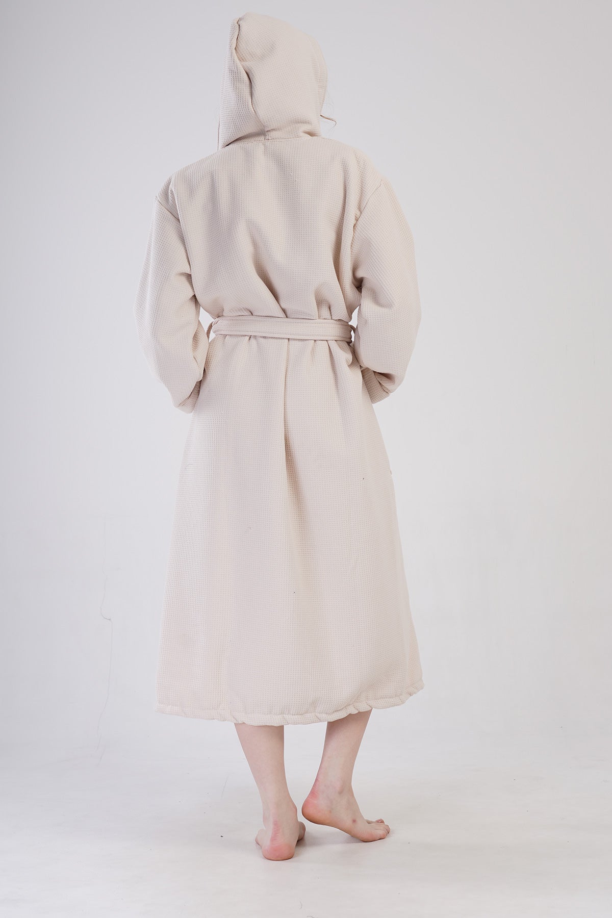 Woman Waffle More Hoodie Detail Bathrobe