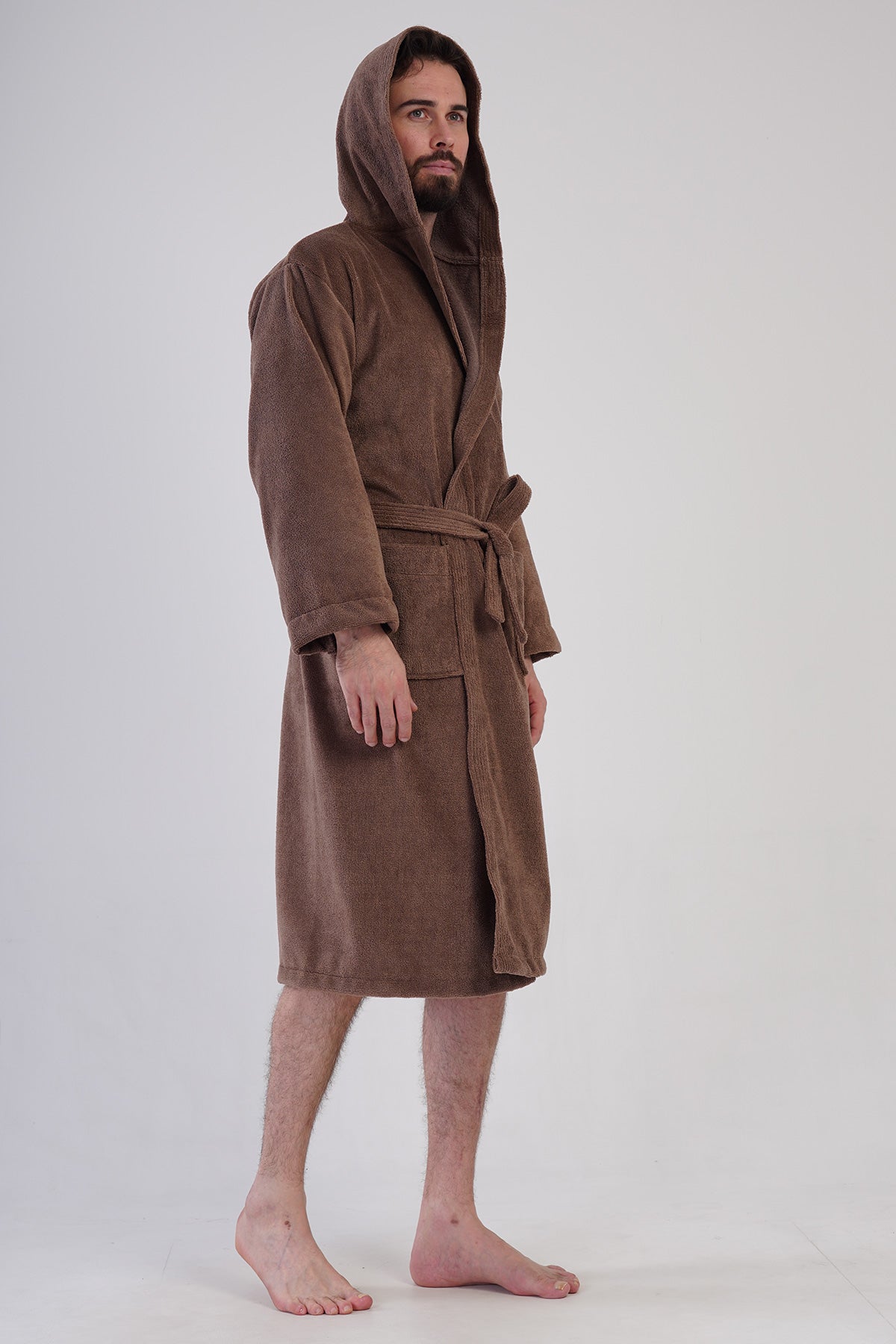 Man Triga Brown Hoodie Detail Bathrobe