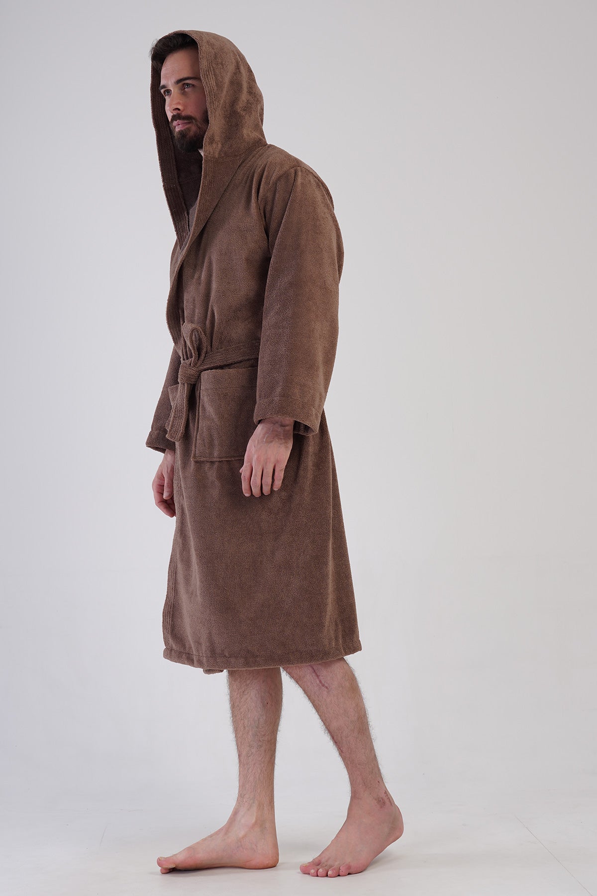 Man Triga Brown Hoodie Detail Bathrobe