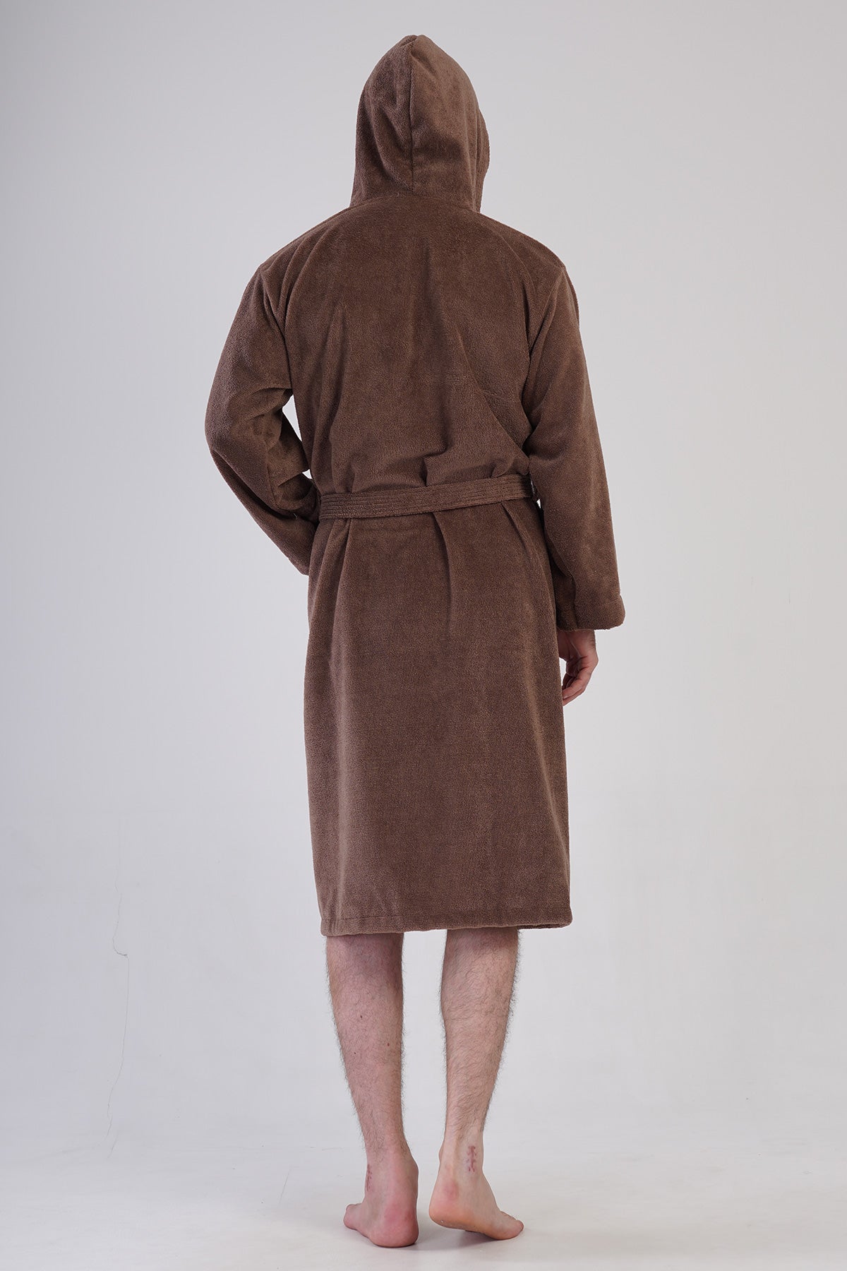 Man Triga Brown Hoodie Detail Bathrobe