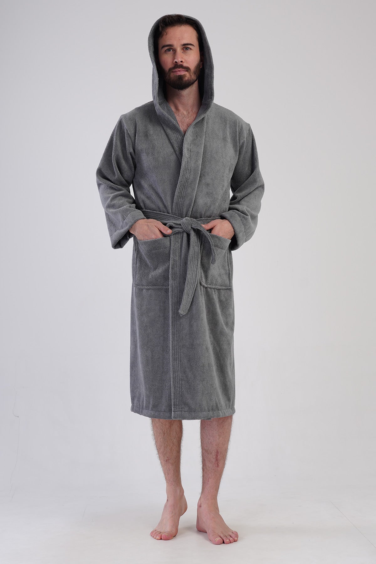 Man Triga Blue Hoodie Detail Bathrobe