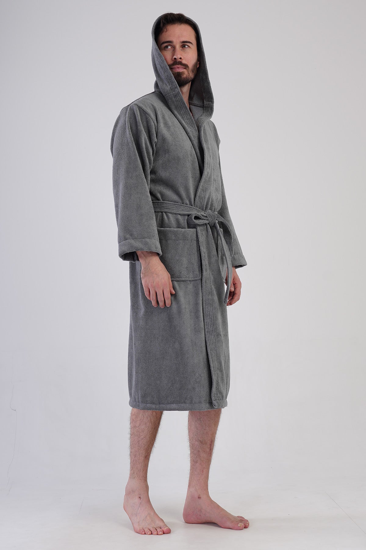 Man Triga Blue Hoodie Detail Bathrobe