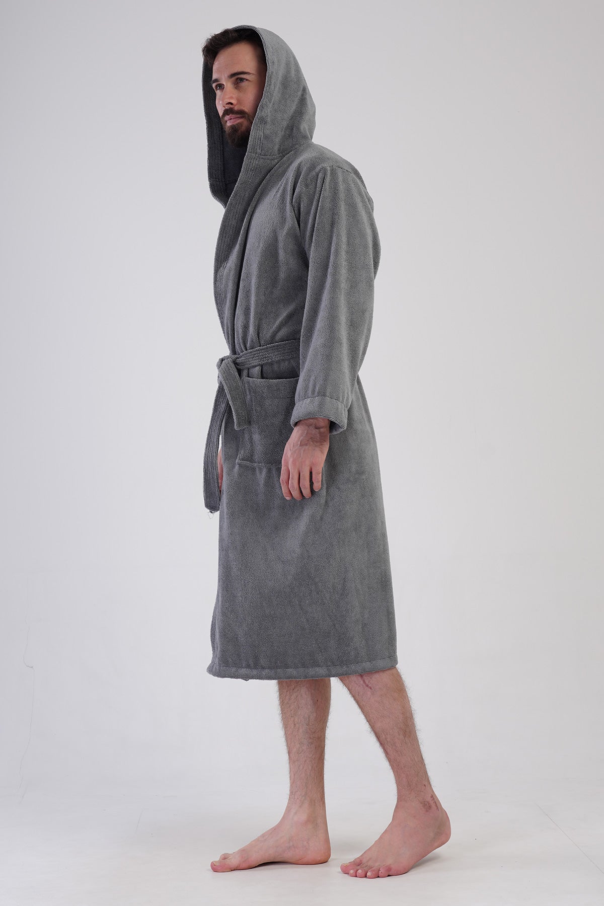 Man Triga Blue Hoodie Detail Bathrobe