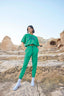 Kısa Kollu "Stay Strong" Crop Eşofman Takımı YEŞİL L
