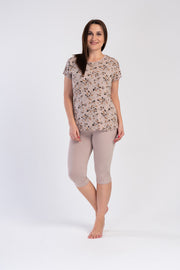 Woman Light Brown Viscon Big Size Capri Set