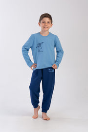 ERKEK COCUK 2IPLIK O YAKA UZUN KOL MANSETLI PIJAMA TAKIM(9-10/15-16)