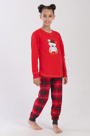 Kids' Girl Two Yarn Christmas Bear Pyjama Set