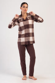 Woman Lycra Supreme Big Size Brown Pyjama Set