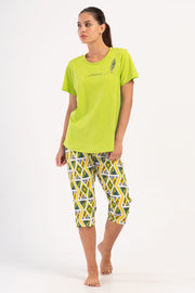 Woman Supreme Big Size Neon Capri Set
