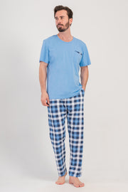 Man Supreme Blue Plaid Pyjama Set