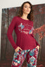 Çiçek ve Yaprak Desenli "I'm Living In a Dreamland" Pijama Takımı