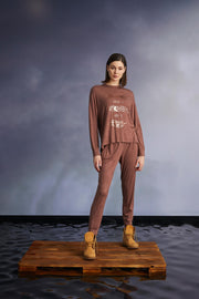 Çiçek Baskılı "Dream It Wish It!" Pijama Takımı TARÇIN L
