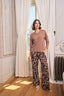 Yaprak Desenli Dantelli V Yaka Büyük Beden Pijama Takımı SOMON 2XL