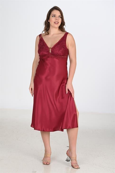 Aria's Closet 2li Bordo Sabahlık Takımı Bigsize 6229 BORDO 2XL