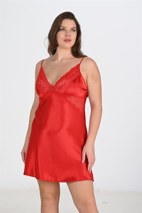 Aria's Closet 2'li Kırmızı Sabahlık Takımı Bigsize 6207