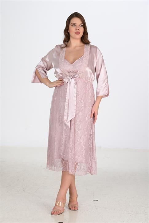 Aria's Closet 2'li Pudra Sabahlık Takımı Bigsize 6220 PUDRA 2XL
