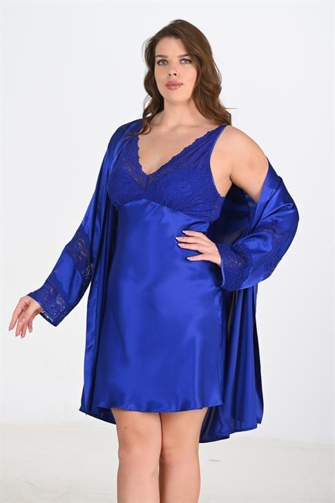 Aria's Closet 2'li Saks Sabahlık Takımı Bigsize 6211 SAKS 2XL