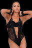 Aria's Closet Baskılı Tül Ve Önü Zincirli Şık Babydoll Siyah S-M
