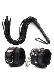 Aria's Closet Deri Bileklik Kırbaç Harness Set Siyah Standart