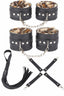 Aria's Closet Deri Leoparlı 4'lü Harness Set Siyah Standart