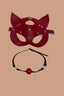 Aria's Closet Kırmızı Deri Maske ve Ağız Topu Harness Aksesuar Kırmızı Standart