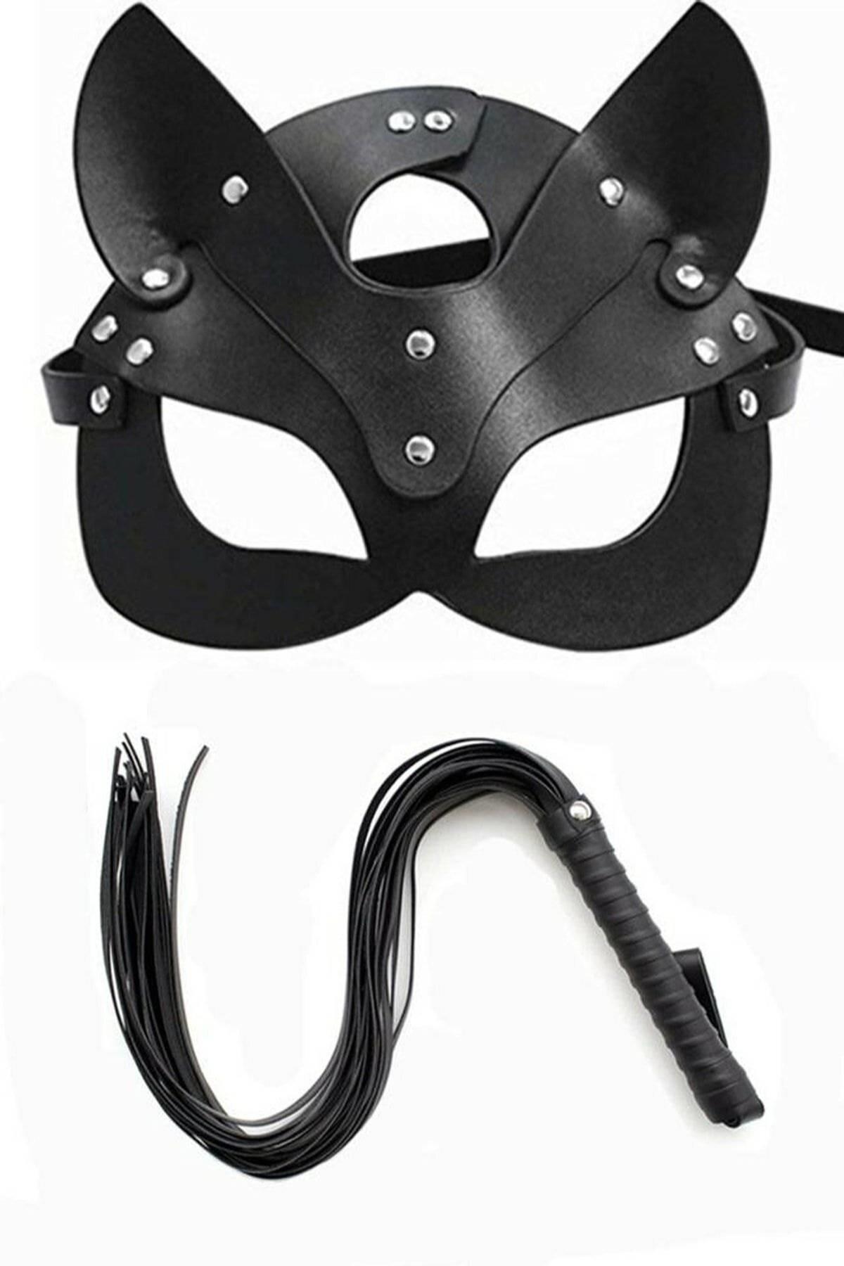 Aria's Closet Kırbaç Maske Deri İkili Takım Siyah Standart