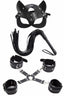 Aria's Closet Maske Kırbaç Bileklik 5 Li Harness Deri Set Siyah Standart