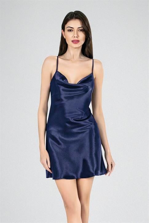 Aria's Closet Kısa Gecelik Degaje  Lacivert 7740 LACİVERT S