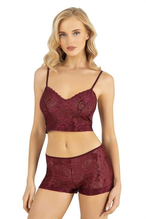 Aria's Closet Bordo Saten Şort Takımı 9219 BORDO S