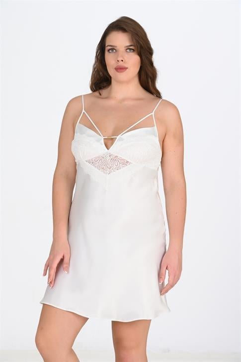 Aria's Closet Büyük Beden Ekru  Gecelik 2100 EKRU 2XL