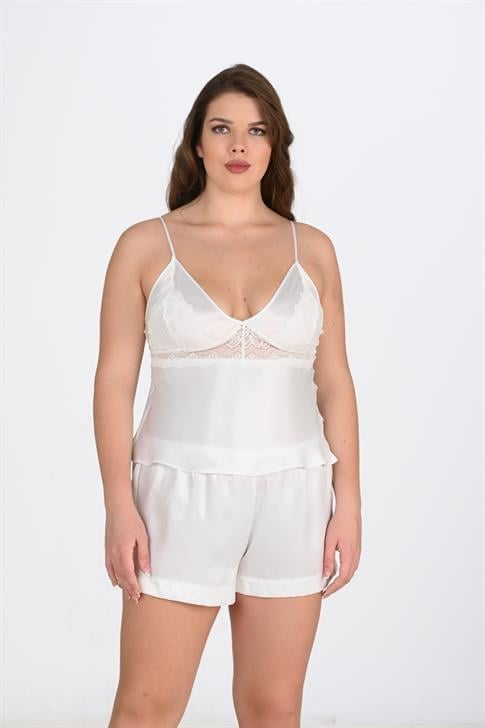 Aria's Closet Büyük Beden Ekru Şort Takımı EKRU 2XL