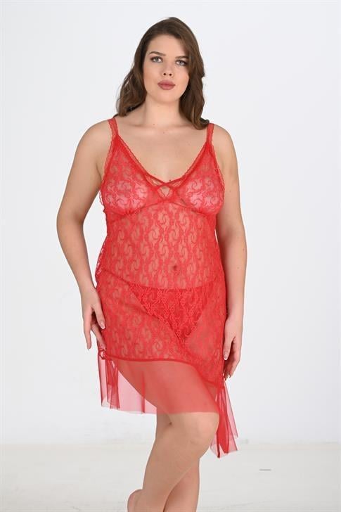 Aria's Closet Büyük Beden Kırmızı Gecelik KIRMIZI 2XL