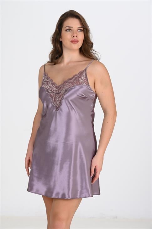 Aria's Closet Büyük Beden Lila Gecelik  2101 EKRU 2XL