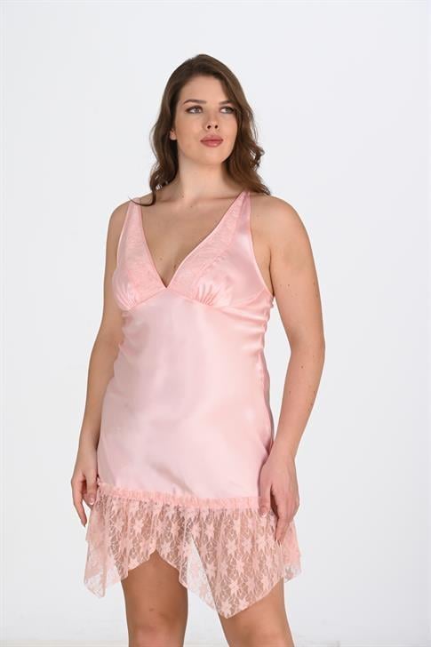 Aria's Closet Büyük Beden Somon Gecelik 2112