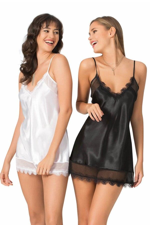 Aria's Closet Ekru Kısa Saten Gecelik