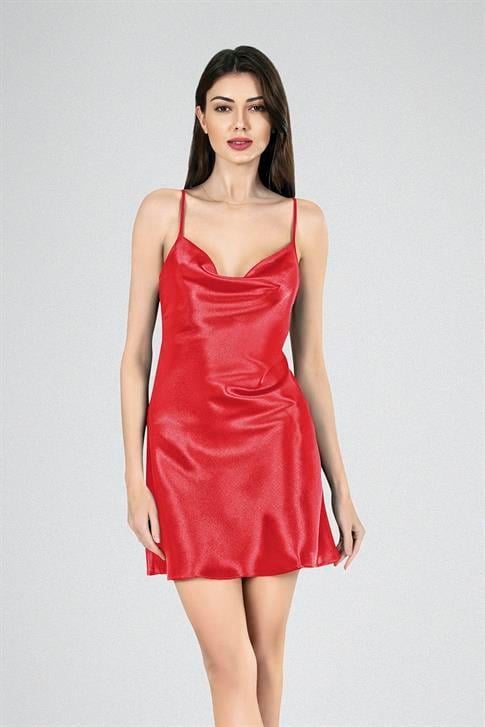 Aria's Closet Kısa Gecelik Degaje  Kırmızı 7740 KIRMIZI S