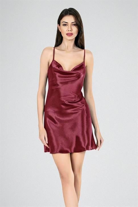 Aria's Closet Kısa Gecelik Degaje Bordo 7740 BORDO S