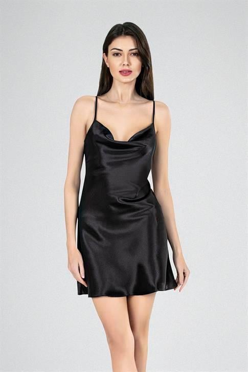 Aria's Closet Kısa Gecelik Degaje Siyah 7740 SİYAH S