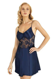 Aria's Closet Lacivert Kısa Saten Gecelik 8239 LACİVERT S