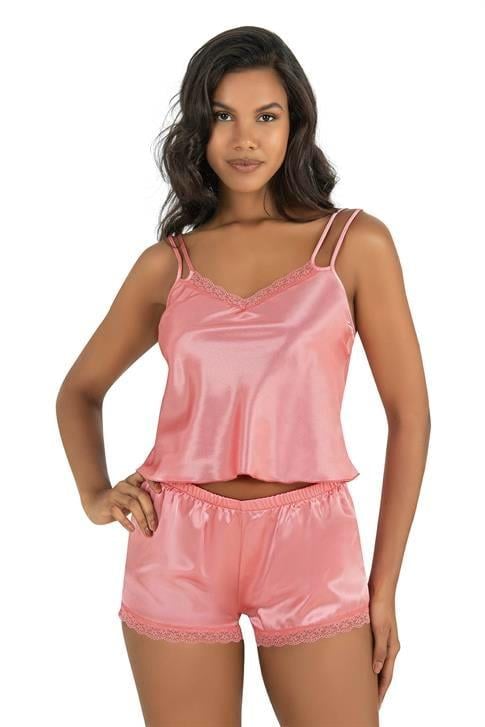 Aria's Closet Mercan Saten Şort Takımı 9210 MERCAN S