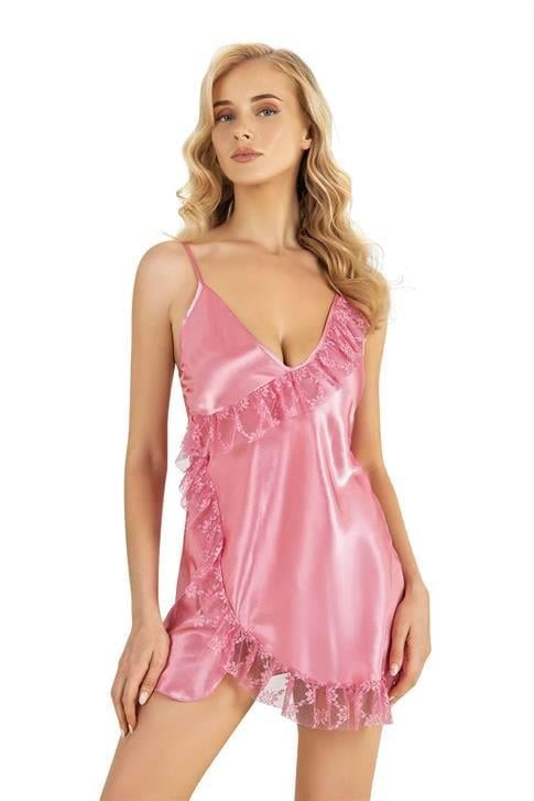 Aria's Closet Pembe Kısa Saten Gecelik 8229 PEMBE S