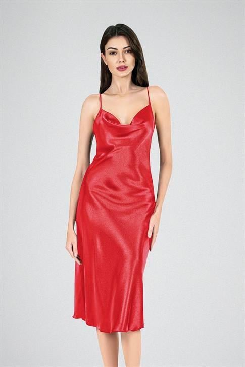 Aria's Closet Uzun Gecelik Degaje Kırmızı KIRMIZI S
