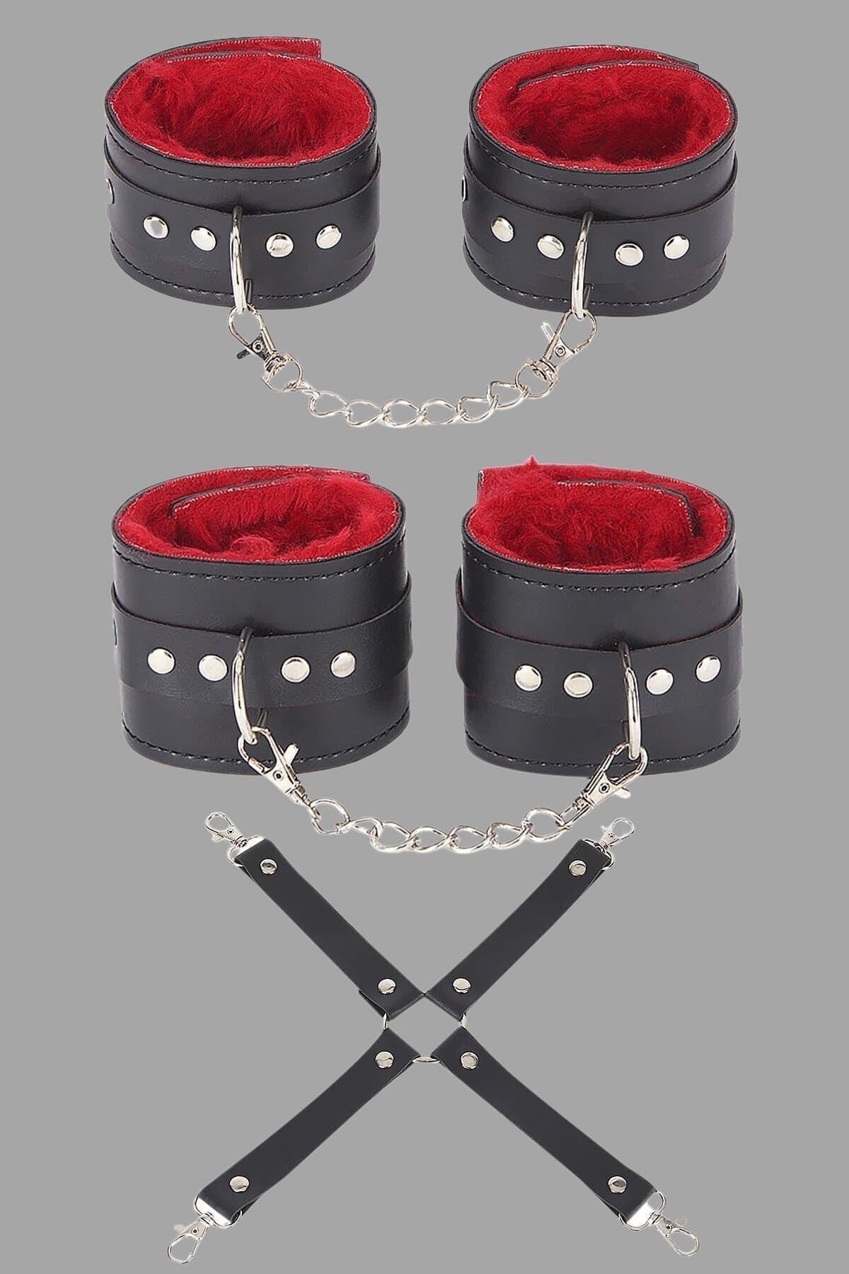 Aria's Closet Siyah Kırmızı Harness Fantezi Aksesuar Set Siyah Standart