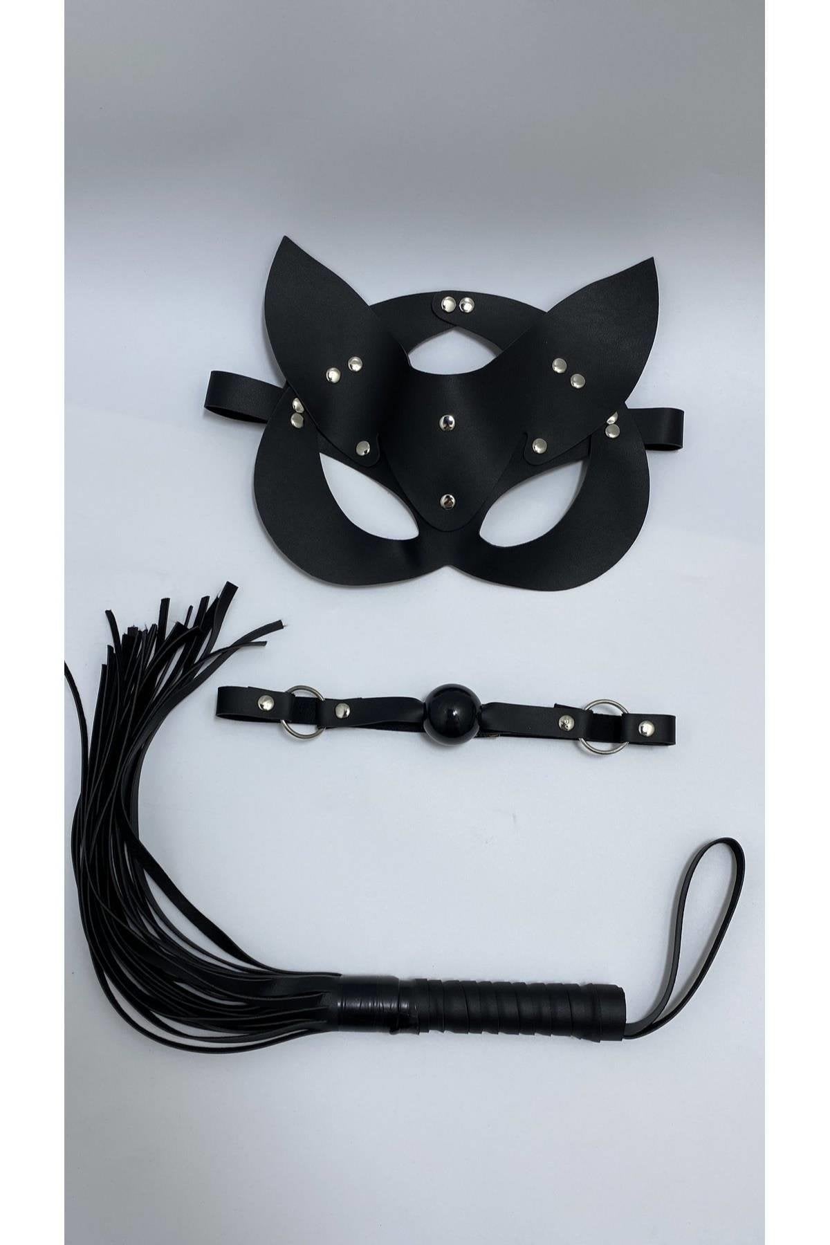 Aria's Closet Siyah Maske Ağız Topu,3'Lü Set Siyah Standart