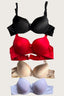 Aria's Closet Siyah-Beyaz-Kırmızı-Ten 4'lü Dolgulu Push Up Micro Balenli Günlük Tek Destekli Sütyen