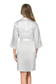 Aria's Closet Beyaz Kısa Saten Bride Sabahlık BEYAZ S