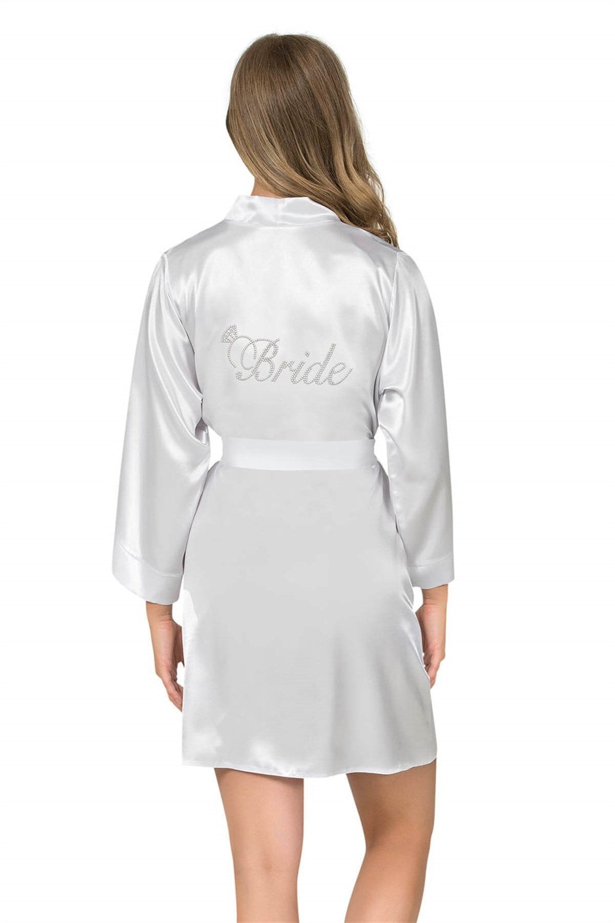 Aria's Closet Ekru Kısa Saten Bride Sabahlık EKRU S