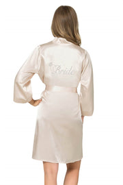 Aria's Closet Fildişi Kısa Saten Bride Sabahlık FİL DİŞİ S
